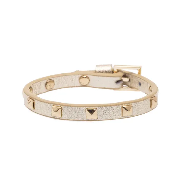 Gold- Dark Leather Bracelet